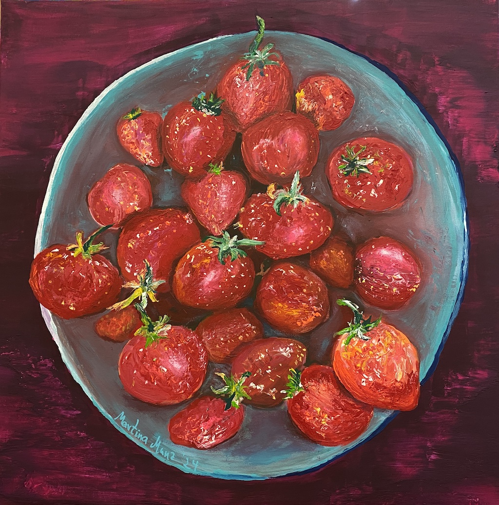 Erdbeeren im Garten inspirieren zum Kunstwerk