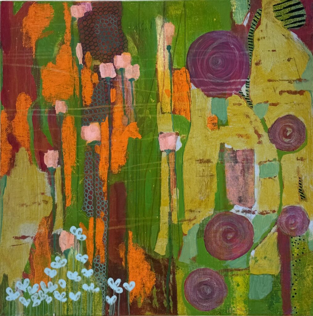 Karin Serr-Büttner zeigte abstrakte Acrylbilder von Blüten und Blumen. 