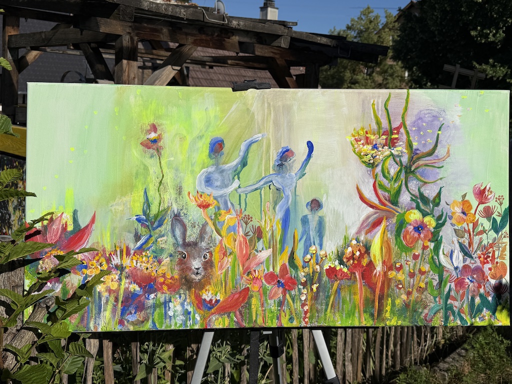 In „Pollenwanderer“ verschmelzen Natur und Fantasie zu einer lebendigen Gartenwelt.
